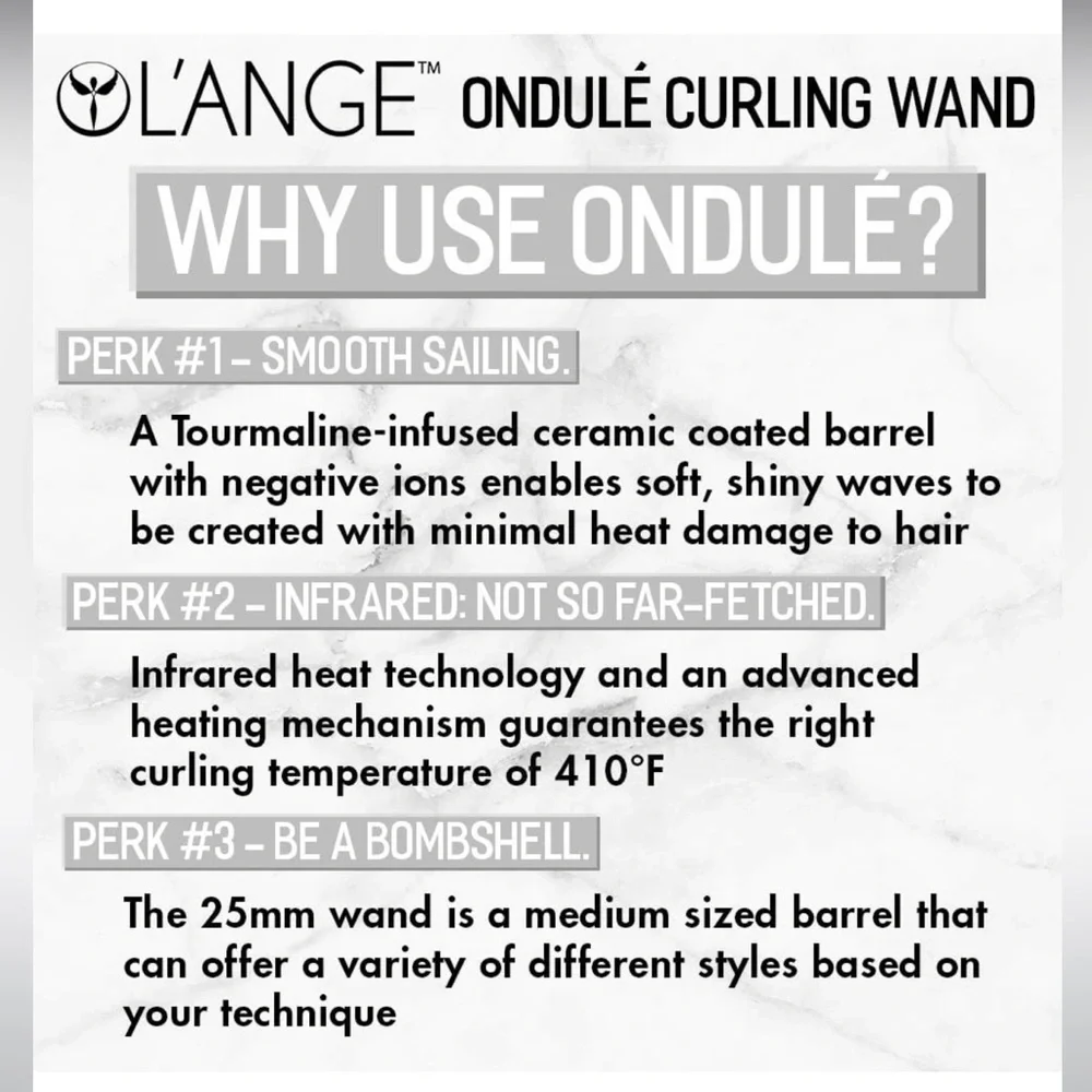 L'ANGE HAIR Ondulé Titanium Curling Wand White New In Box - Picture 6 of 7